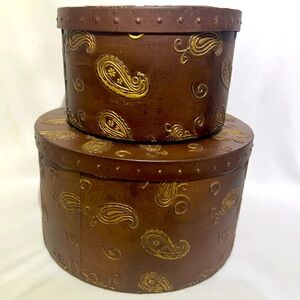 Decorative Brown and Gold Paisley Boxes